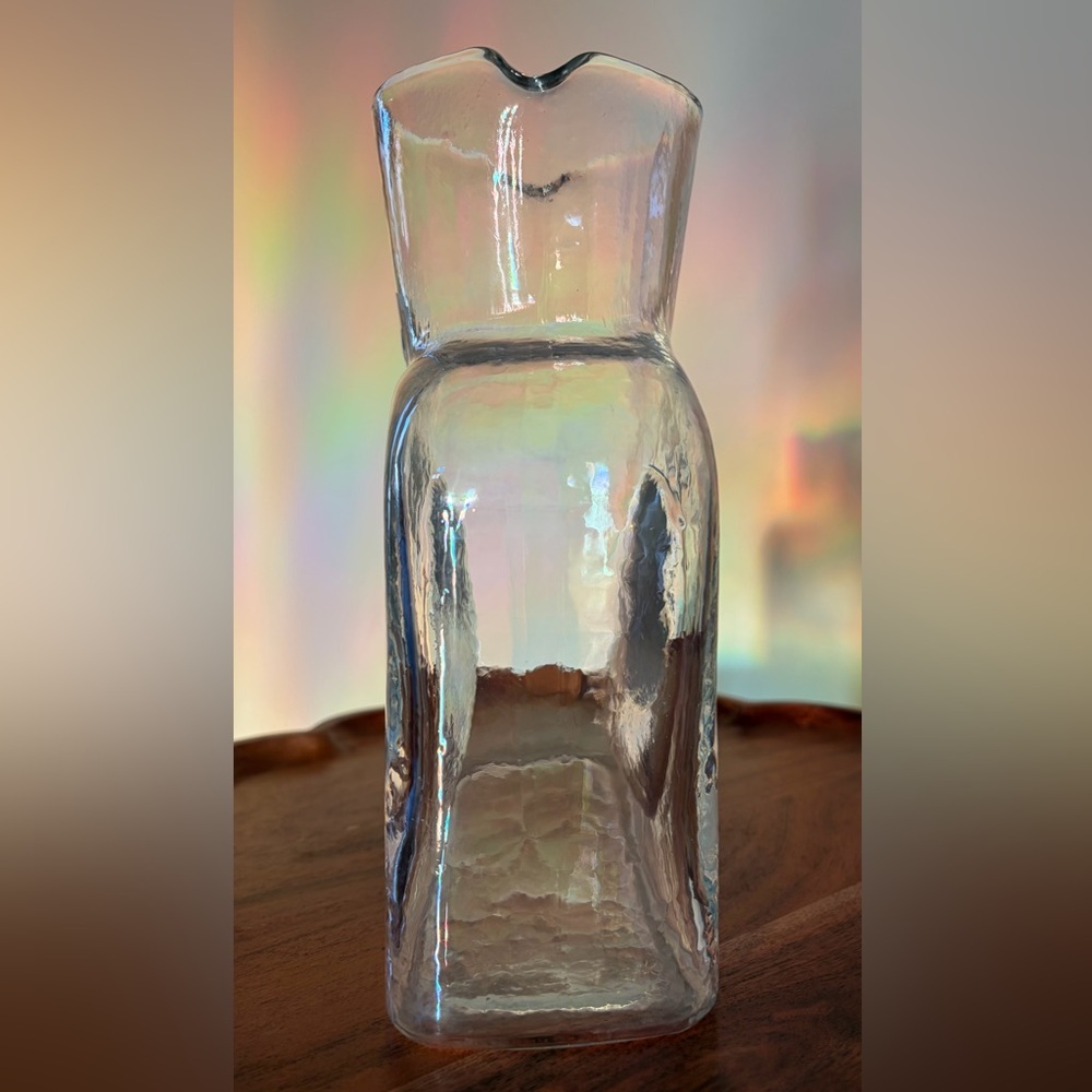 Vintage Blenko Art Glass Water Bottle 384 clear 80s - Picture 9 of 12